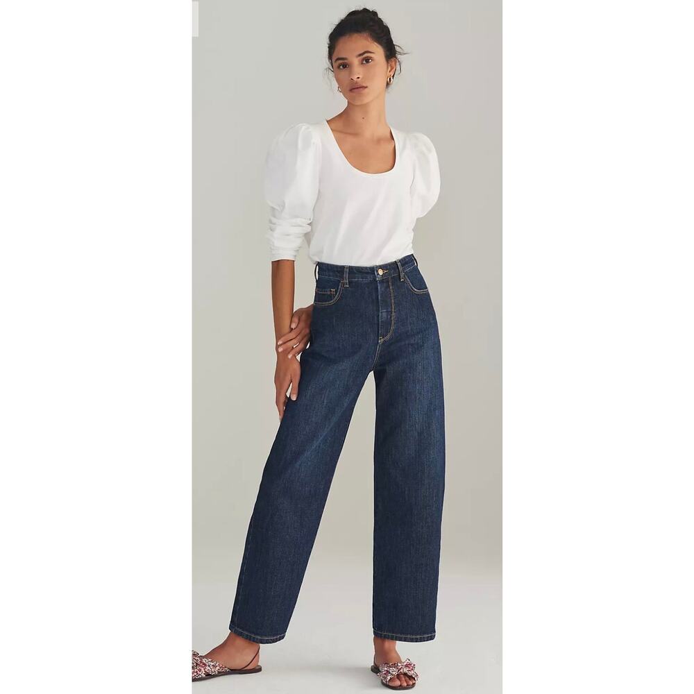 Pilcro Anthropologie The Column Straight Jeans Barrell Tapered 25 Medium Wash